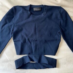 Aritzia navy cropped long sleeve going out top